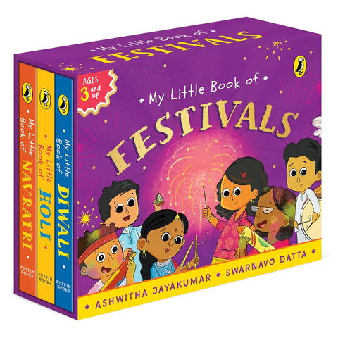 My Little Book of Festivals (Boxset) : Illustrated board books on the Indian festivals of Diwali, Holi and Navratri | Hindu mythology for kids age 3+ - Ashwitha Jayakumar (Author), Swarnavo Swarnavo Datta (Illustrator)